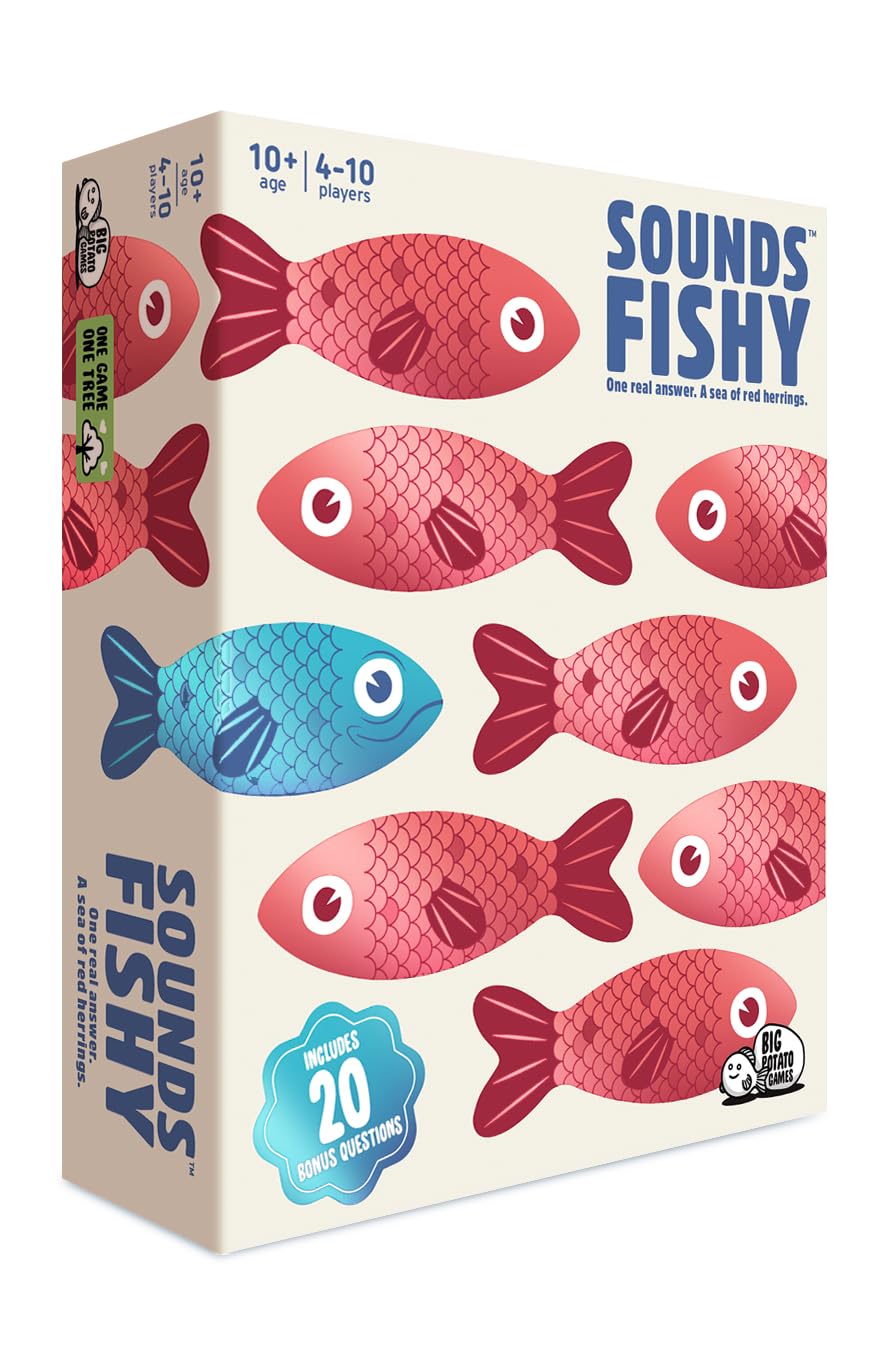 Sounds Fishy: Funny Bluffing Trivia Board Game for Families, 4-10 Players