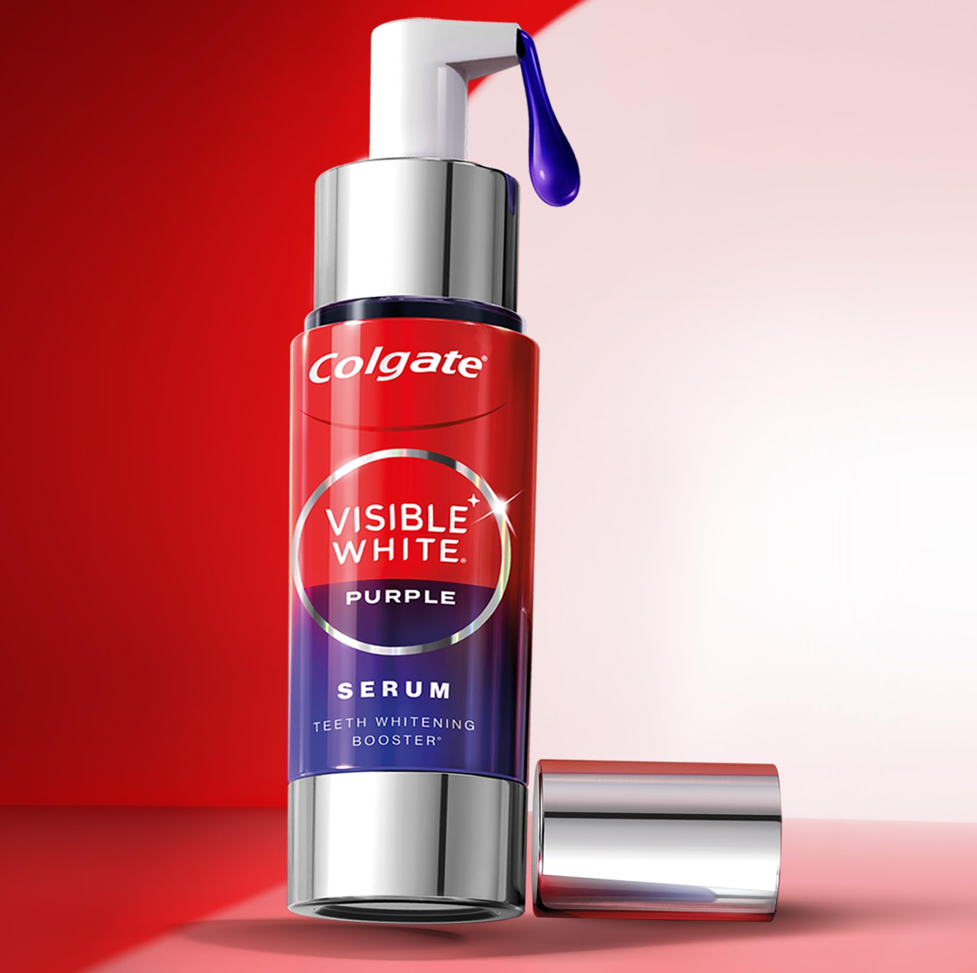 Colgate Visible White Purple Teeth Whitening Serum, 1.5oz/40ml – Mint & Yuzu Flavour, Instant Brightening Purple Serum for Whiter Smiles