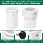 lodfGL Upgraded Pool Umbrella Pole Stabilizer Sleeve Adapter - Fit 1.5" & 1.35" Umbrellas for Waterways & AquaStar Single-Threaded Pool Deck Sleeves, Reduces Movement, White PC+ABS, 2Pack