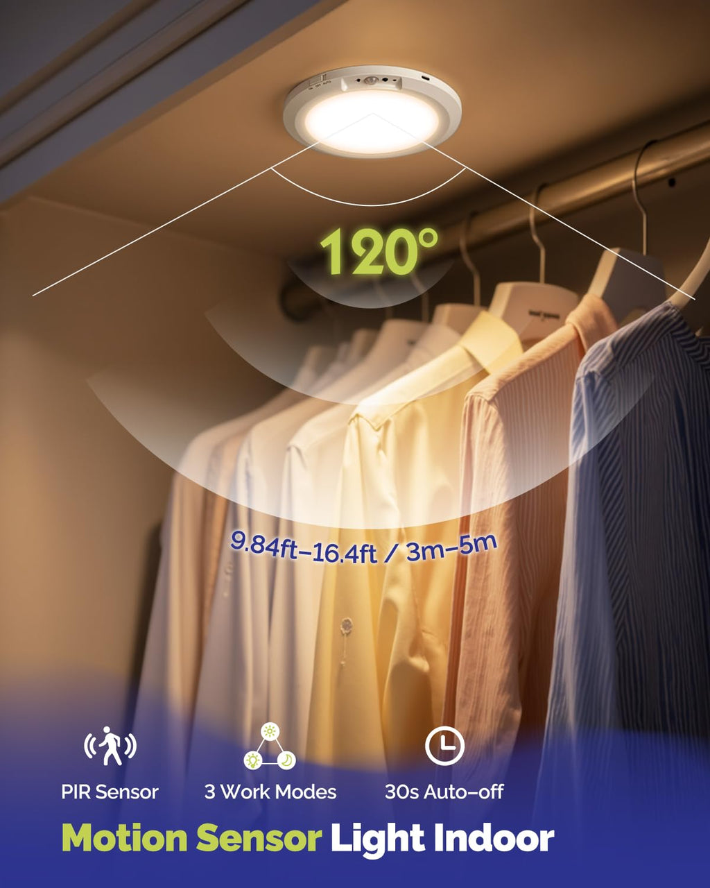 Aggforbl 2PCs 10,000mAh Rechargeable Ceiling Light with Remote, Wireless Waterproof Shower Lights 3000K/4000K/6000K, Battery Powered Light for Closet Battery Operated, Motion Sensor Lights No Wiring
