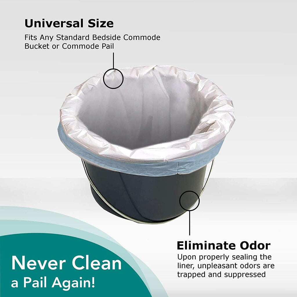 SaniCare Commode Liners - Pack of 50 Disposable Commode Liners - Fits All Standard Bedside Commodes - Eliminates Odors - Never Clean A Pail Again