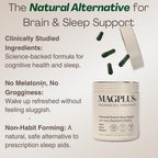 MAGPLUS+ Magnesium L-Threonate w Apigenin & L Theanine | 7-Ingredient Sleep Blend | Brain, Memory, & Sleep Support | Liposomal Magnesium Threonate Supplement (60 Capsules)