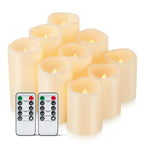Amagic Waterproof Outdoor Flameless Candles with Timer, Battery Operated Candles with Remote Control, Electric LED Pillar Candle for Outside Patio, Garden, Wedding Decor, D3 x H4 5" 6", Set of 9