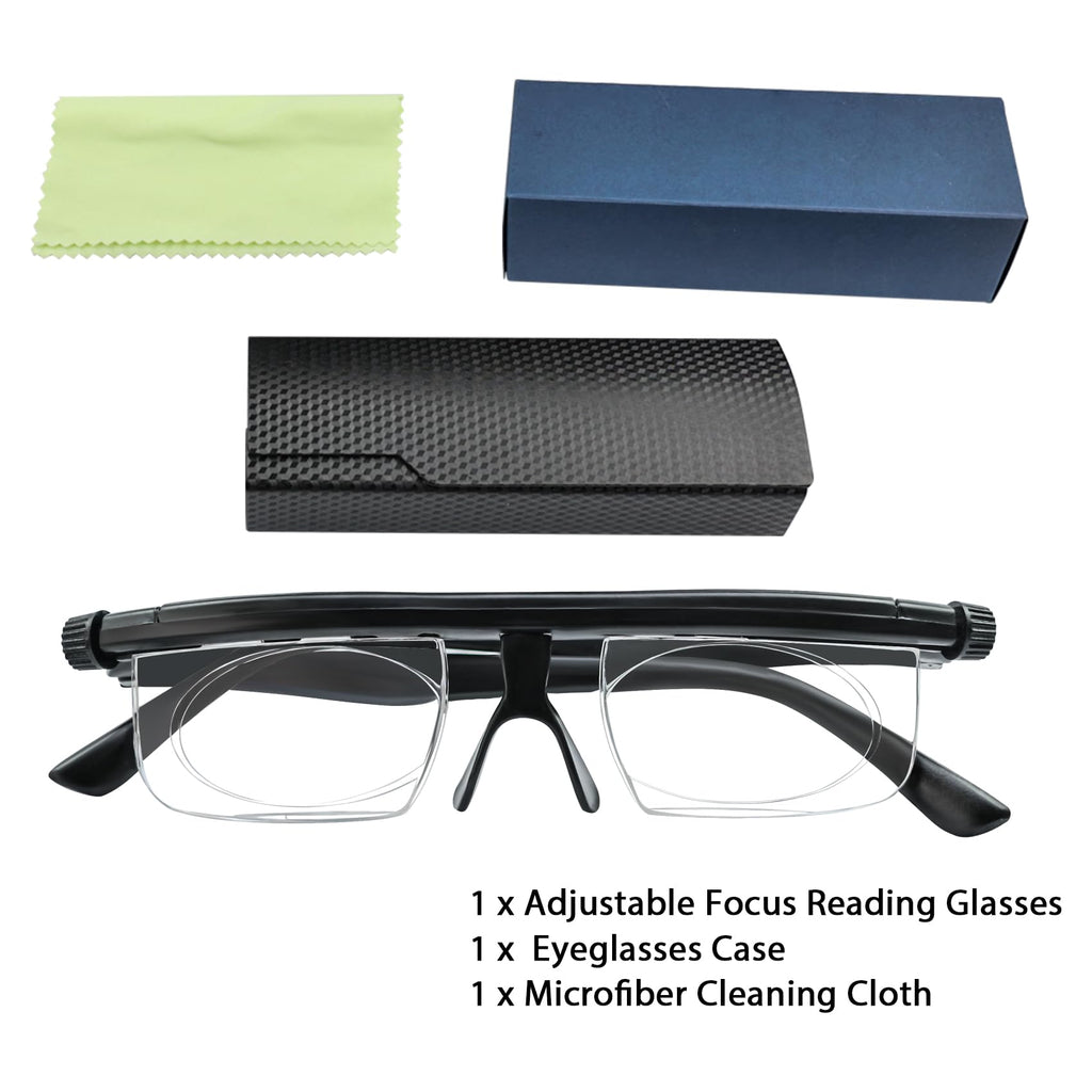 Ouolipraa Flex Focal Adjustable Glasses Dial Vision Reading Glasses Zoom Eyeglasses for Men Women One Power Auto Focus 0D to 400D Presbyopic Readers Variable Focus Eyewear Read Distance Near Far Sight