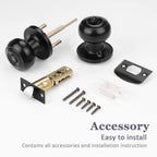 Probrico 10 Pack Round Privacy Door Knob(Thumb Turn Lock on The Inside), Keyless Doorknobs Interior/Exterior Lockset,Privacy Knobs for Bedroom/Bathroom,Black Modern Design Door Hardware