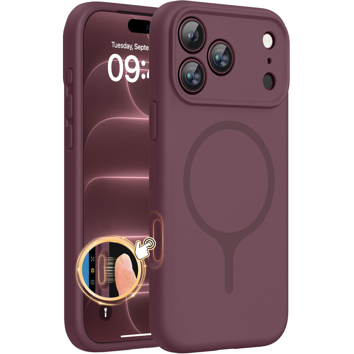 Miracase Silicone & Magnetic for iPhone 18 Pro Max Case, Burgundy