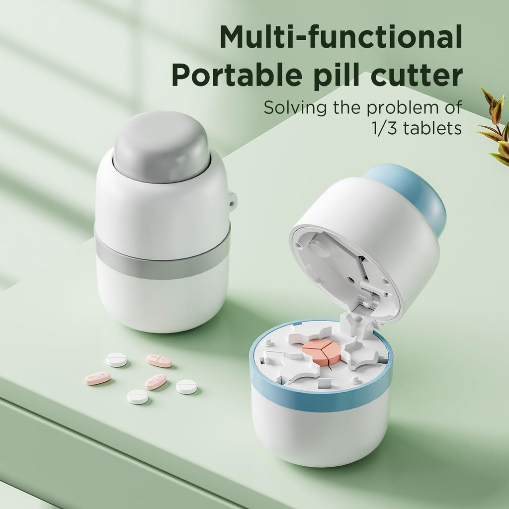 Pill Cutter - Pill Splitter for Small Pills with Stainless Steel Blade in one Third/Fourth, Suitable for Cuting Vitamins, Tablets (1-3 Grey New)