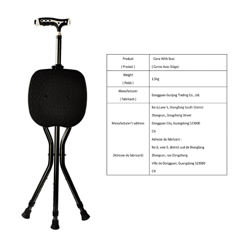 Yayayo Hold 440 lbs Folding Canes with Seat Walking Stick Height Adjustment Cane Seat Capacity Frosted Handle with Magnetic Therapy Stone Crutches Stool (Square LED)