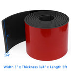 WochiTV Adhesive Solid Rubber Strips, 5" Wide x 1/4" Thick x 60" Long Self Stick Black Neoprene Rubber Rolls Perfect for DIY Insulation Cushion Gasket, Sealing, Liner, Weather Striping