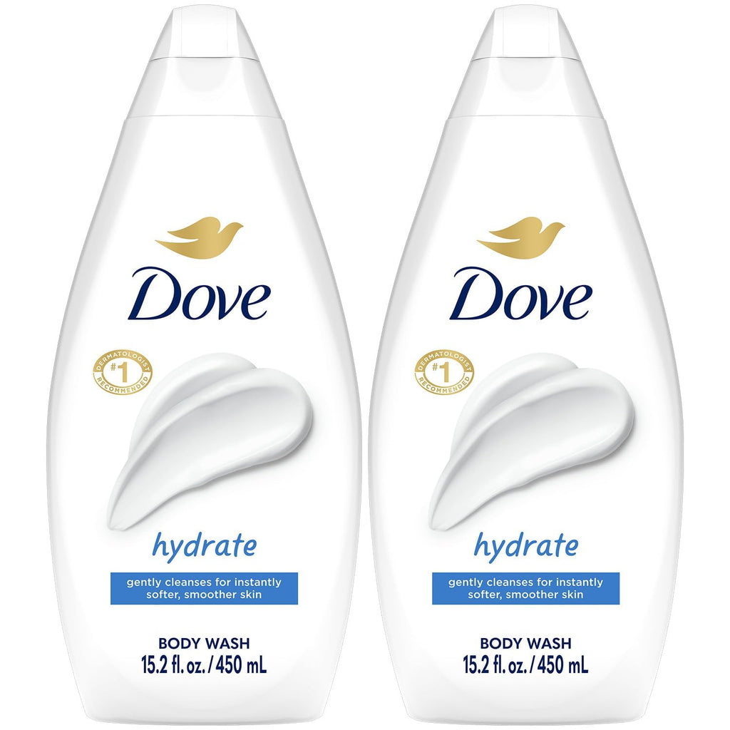 Dove Body Wash, Hydrate 2-Pack – Moisturizing Cleanser for Smooth, Soft Skin, 15.2 Oz Ea
