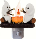 Ghosts Roasting Marshmallows Night Light, Halloween Nightlight Plug In Lamp