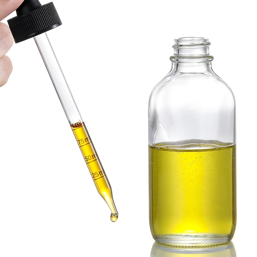 4 Pack 4oz Glass Dropper Bottles with Measured Dropper - 120ml Clear Tincture Bottles with Calibrated Glass Eye Droppers (1ml), Leakproof Essential Oil Bottle for Health, Personal Care & Beauty