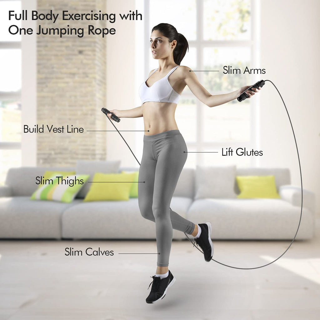 Loocio Jump Rope, Tangle-Free Rapid Speed Jumping Rope Cable with Ball Bearings for Women, Men and Kids, Adjustable Foam Handles Steel Ropes Fitness,2 Pack���, Black