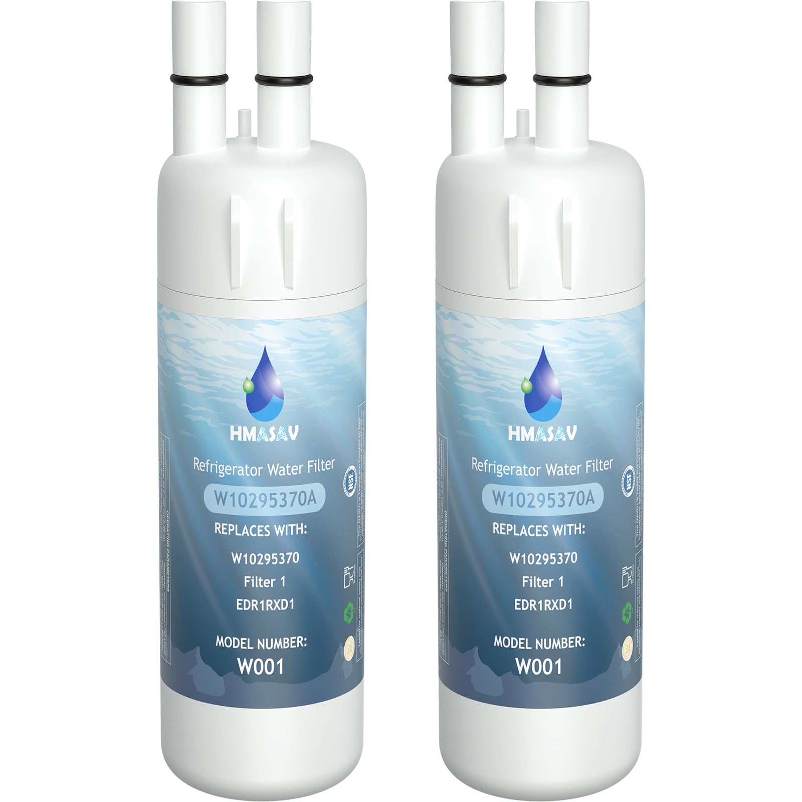 HMASAV W10295370A Water Filter Replacement, Compatible with Everydrop Filter 1, Whirlpool EDR1RXD1, EDR1RXD1B, W10295370, WHR1RXD1, KAD1RXD1, P4RFKB2, P8RFWB2L, 46-9930, 46-9081 2PACK