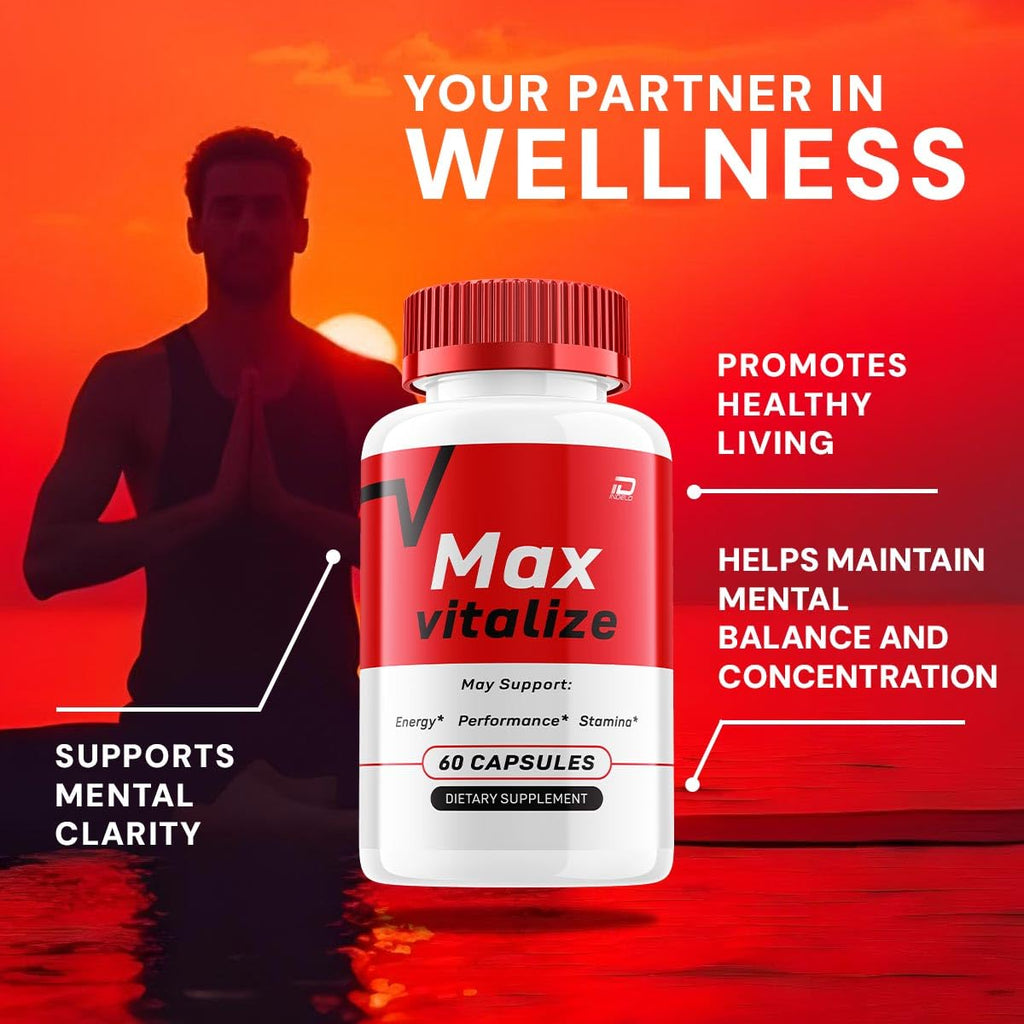 Max Vitalize for Men, Advanced MaxVitalize Natural Pills - Maximum Strength Formula, Max Vitalize Reviews - 1 Pack - 60 Capsules