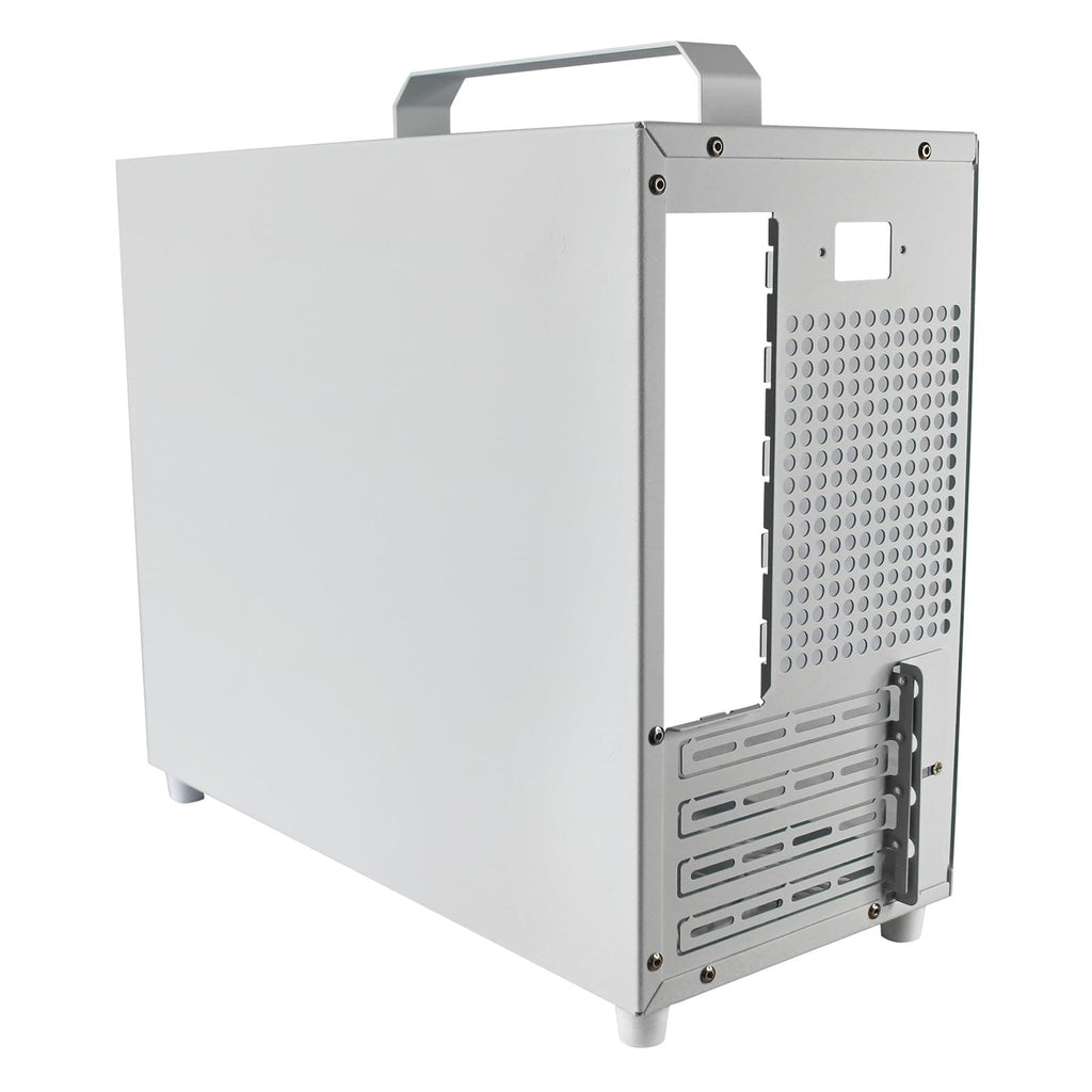 ALAMENGDA V500 Mini Portable M-ATX/ITX Computer Case, MINI-Tower CASE, Full Side Transparent Acrylic DIY Desktop Case with Handle, Support 320MM GPU Size (White-2.0)