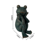 ResinHaven 10" H Meditation Frog Lawn & Garden Statue, Verdigris Green