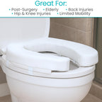 Vive Toilet Seat Cushion (Soft Cushioned Foam) - Easy Clean Soft Padded Bathroom Attachment - Elongated, Standard Seats - Comfort & Support Donut for Handicap Adults