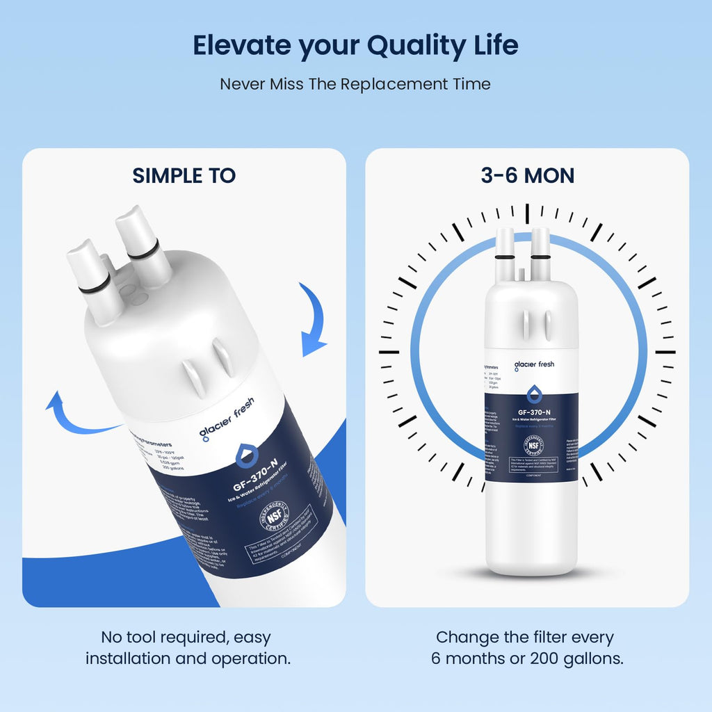 GLACIER FRESH EDR1RXD1 Refrigerator Water Filter Compatible with W10295370A, EDR1RXD1, WHR1RXD1, KAD1RXD1, Filter 1, W10295370, P4RFWB, P8RFWB2L, 46-9930, 46-9081 Refrigerator Water Filter,3 Pack