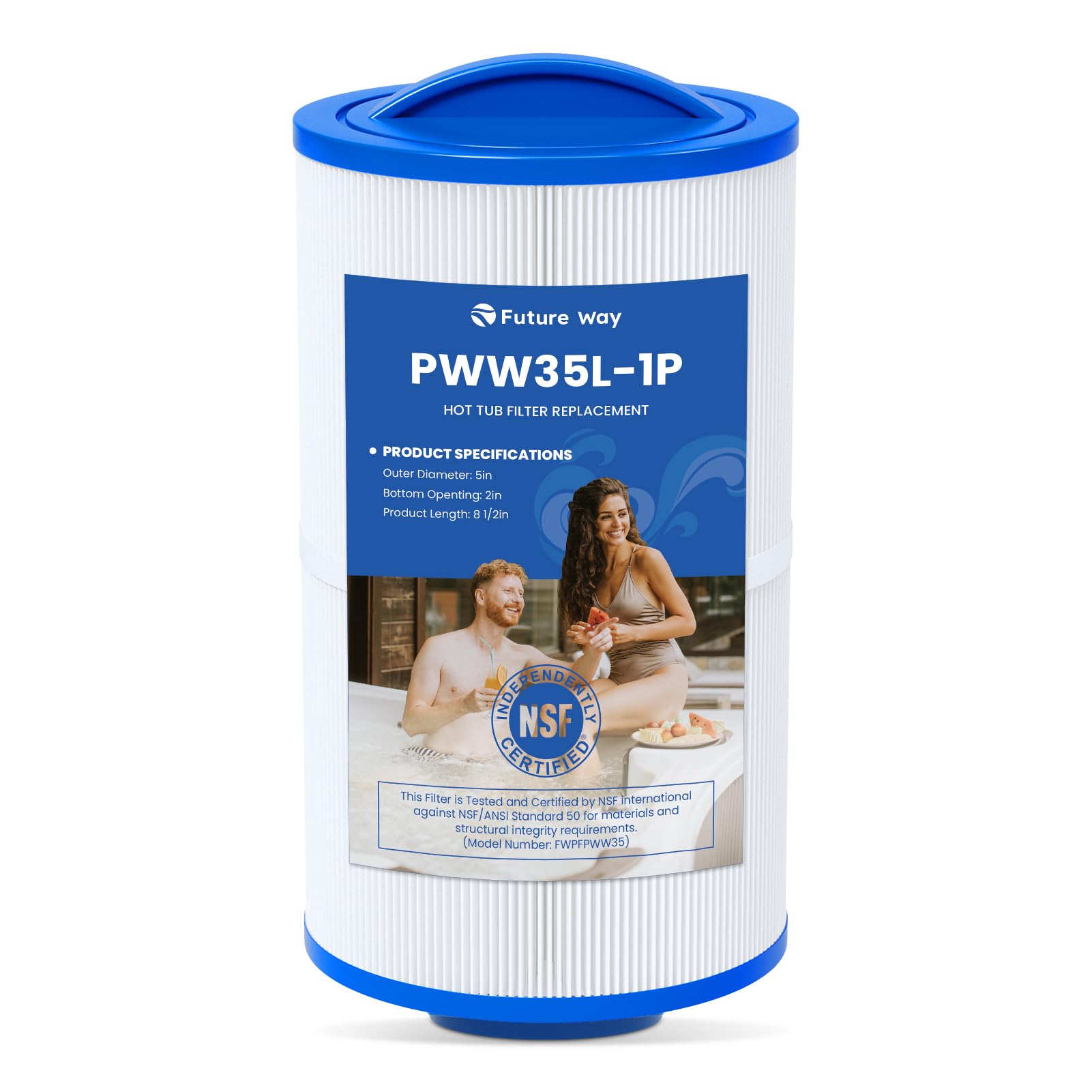Future Way PWW35L Hot Tub Filter Replacement for X268548-PMA-R3, Unicel 4CH-935，817-4035, Filbur FC-0710，Waterway Teleweir 35 SF, Replace Pleatco PWW35L Spa Filter, SD-01235, PDC580-AFS, 35 Sq. Ft