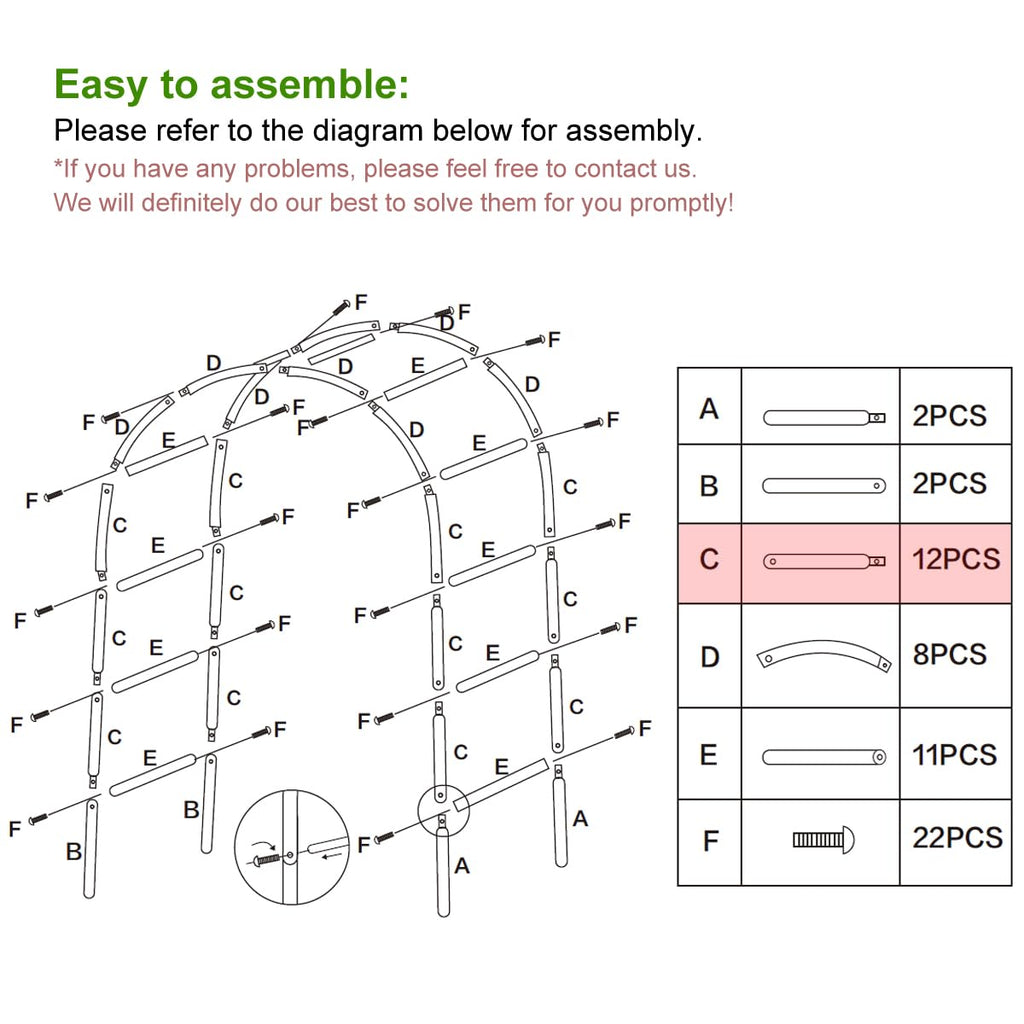 Metal Pergola Arbor, 4.6 ft W x7.9 ft High,Assemble Freely Light Weight