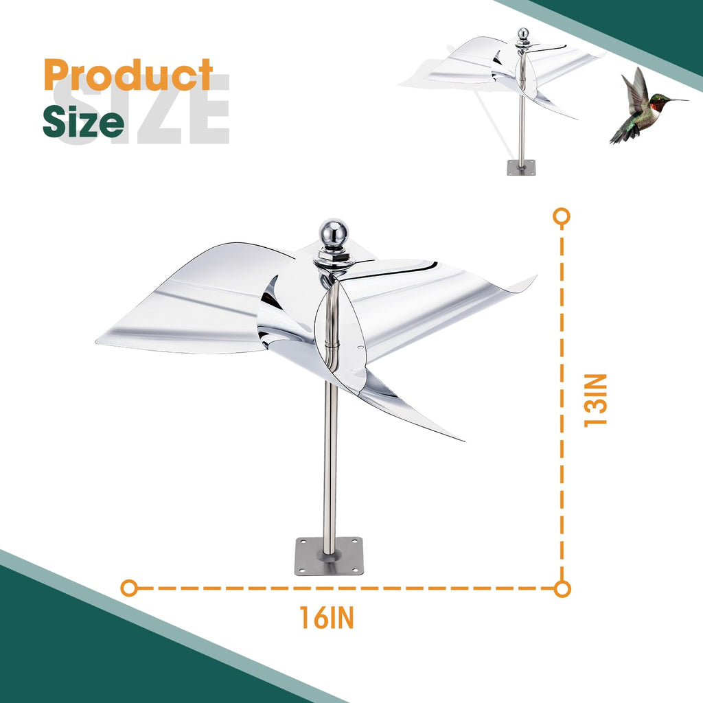 2 Pack Windmill Bird Repellent Reflectors, Spinner Bird Deterrent, Bird Repellent Devices Outdoor to Keep All Birds Away Like Woodpecker and Pigeon