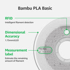 Bambu Lab 3D Printer Filament, 1.75mm PLA 3D Printing Filament Dimensional Accuracy +/- 0.03 mm, Fast Printing RFID PLA, No Warping & Tangling, 3D Print Material with Reusable 1kg Spool, Jade White