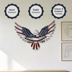 24" Large American Flag Bald Eagle Metal Wall Art, Patriotic Wall Decor