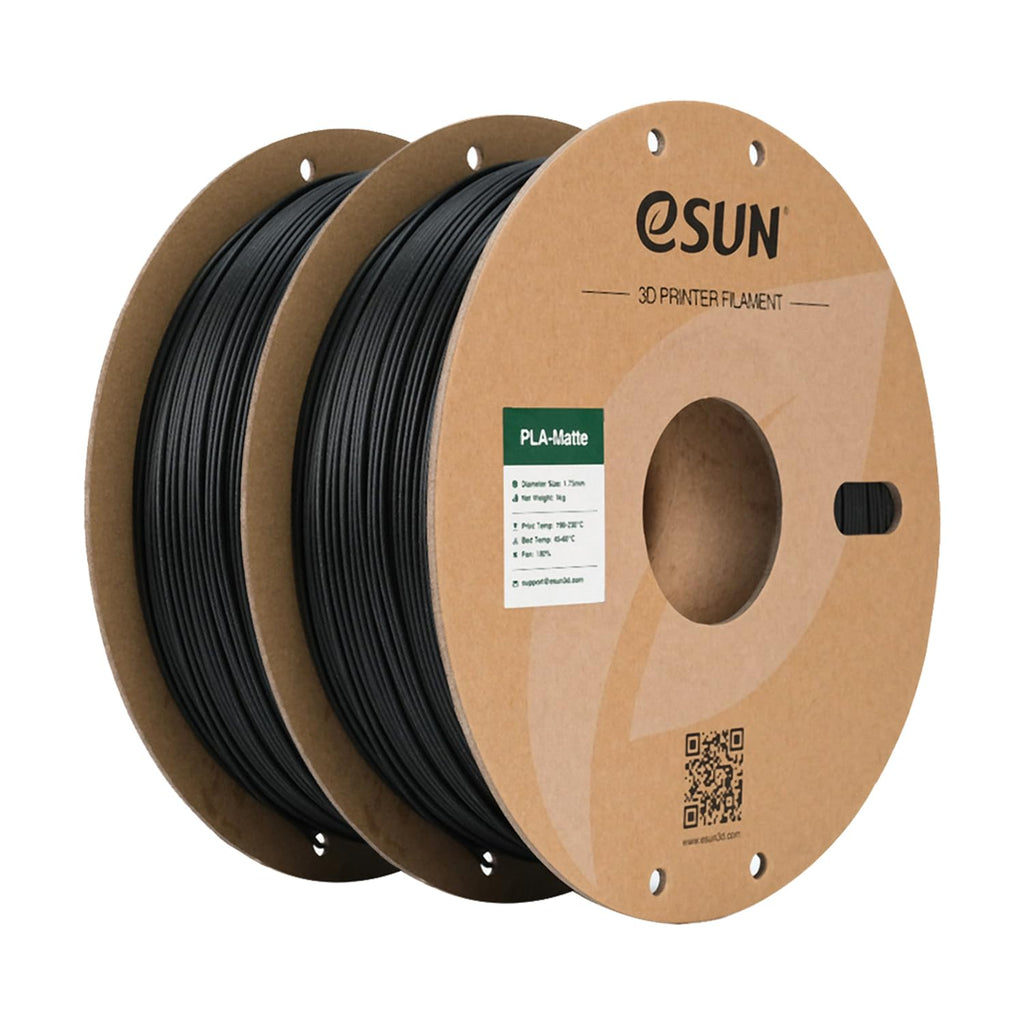 eSUN Matte PLA Filament 1.75mm 3D Printing Filament Black PLA, 1kg Cardboard Spool(2.2lbs) 3D Printer Filament for Most FDM 3D Printers, Black 2Pack