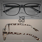 Yogo Vision Bifocal Reading Glasses for Women Men Rectangle Multifocal Readers Fashion Nerd Eyeglasses 3 Pack: Black, Clear, Grey Havana 2.5