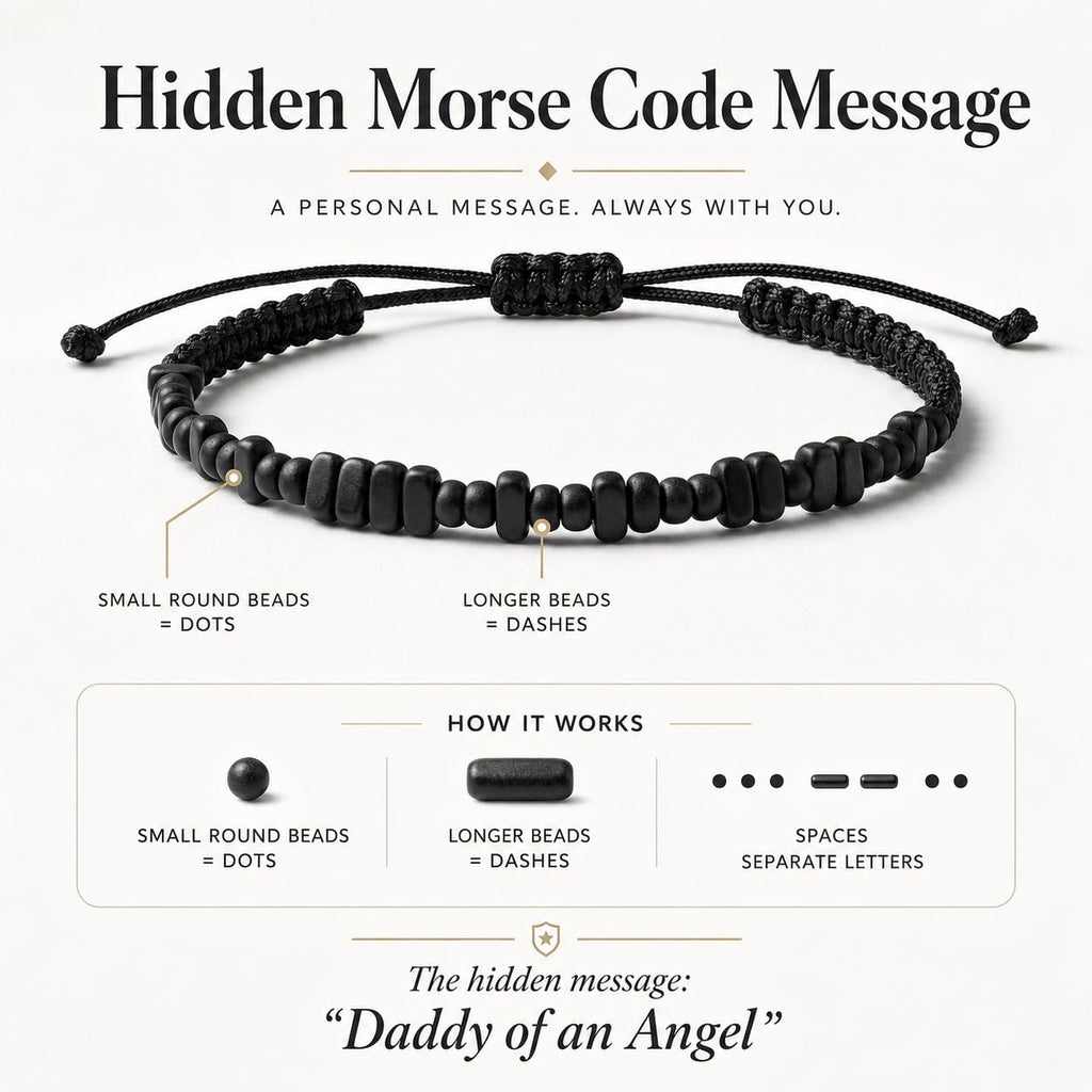 Live Gems - Daddy of an Angel Bracelet for Men – Miscarriage Gift for Dad – Loss of Baby Memorial – Sympathy Gift for Grieving Father – Hidden Message Morse Code Jewelry