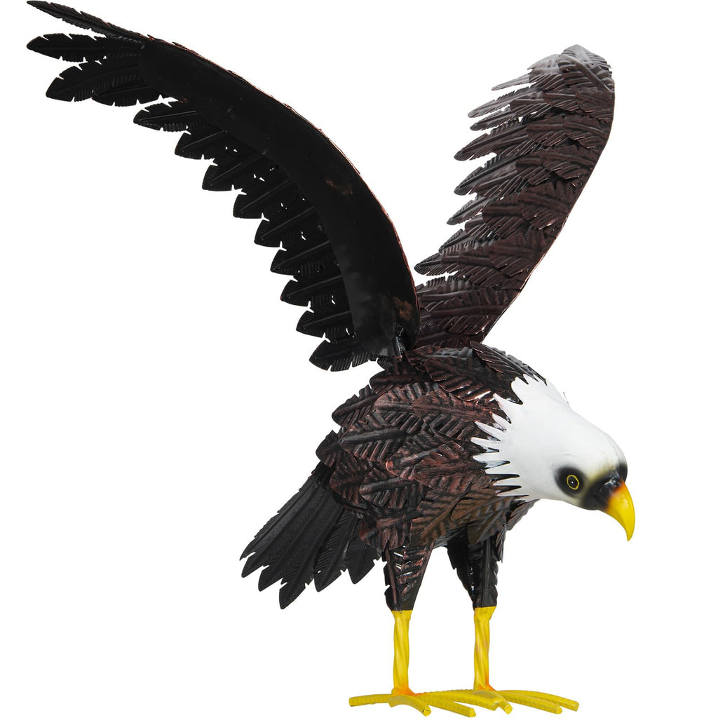 Bald Eagle Statue Garden Sculpture, Metal Yard Art Eagle Decoration, Large Eagle Outdoor Statues for Garden Yard Lawn Decoration