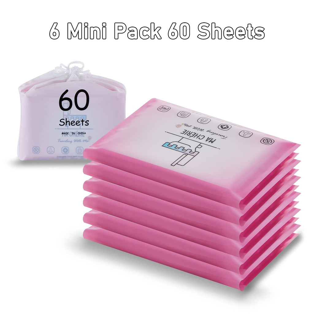 MA CHÉRIE Disposable Toilet Seat Covers, 60 Sheets (6 Packs x 10), Extra Large, Flushable, Travel & Family Friendly