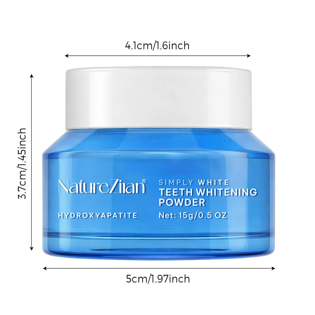 Teeth Whitening Powder - Teeth Whitening Powder with Hydroxyapatite - Removes Stains - No Sensitivity - Breath Freshener, Coffee Stain Remover -Strengthens Enamel & Gums - Toothpaste Powder