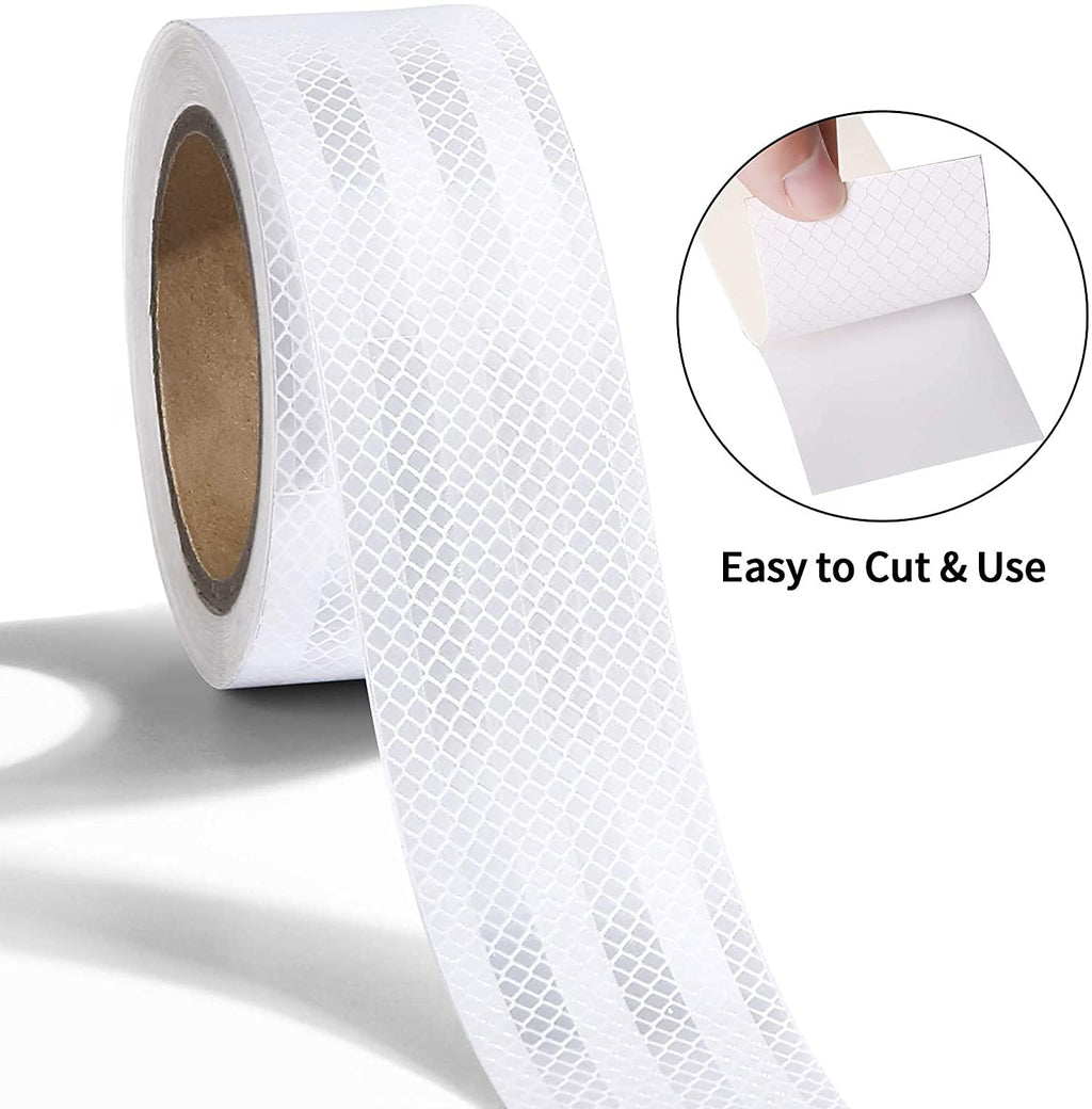 XFXIA Reflective Tape, Waterproof Self Adhesive Dot Reflective Tape Outdoor Safety Caution Reflector for Trailers, Bikes, Cars（Silver, 1 Inch x 65 Feet）