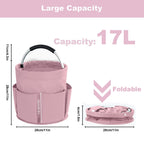 Bototack Cleaning Caddy with Handle, Cleaning Products Organiser, 17L Foldable Storage Basket, Cleaning Caddy Organiser, Portable Multi Cleaning Bucket Bag for Home, Garden (Pink)