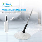 Eyliden Mop with 2 Reusable Microfiber Heads, Easy Wringing Twist Mop, 57.5 inch Long Handle, Wet Mops for Floor Cleaning, Commercial Household Clean Hardwood, Vinyl, Tile, and More (White)