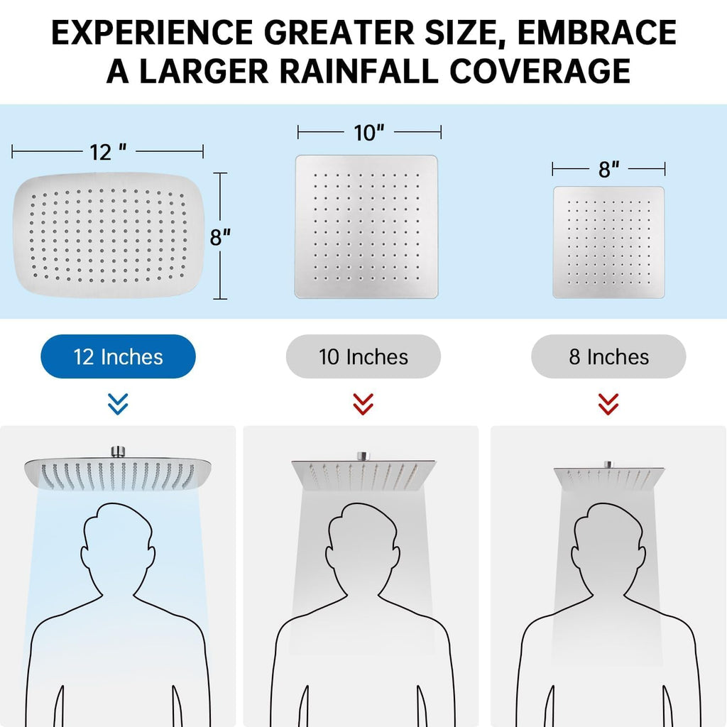 G-Promise All Metal 12 Inch Dual Square Shower Head with Handheld Spray Combo, Rain Shower Head, Adjustable Extension Arm, 3-Way Diverter, 71 Inch Extra Long Hose - A Bathroom Upgrade(Brushed Nickel)