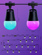 Govee Smart Outdoor String Lights 2, 144ft Outdoor Lights with Dimmable Warm White LED Bulbs, 47 Scene Modes for Patio, Backyard, Balcony, IP65 Waterproof, Works with Alexa, App Control