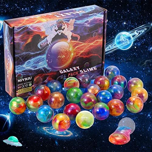 Ball Slime Party Favors 24 Pack, Super Soft and Scented Galaxy Slime for Girls Boys, Gift Idea for Kids Goodie Bag Stuffers, Space Party Favors, Easter Stocking Stuffers
