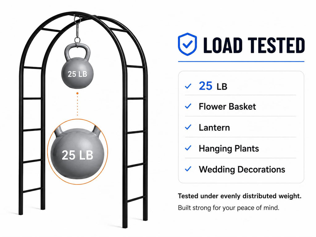 Thickened Tube Garden Arch,7.3ft Heavy-Duty Metal with 16mm Steel Tubes & 0.5mm Thickened Wall, Durable Outdoor Trellis for Climbing Plants,Roses,Garden Party,Ceremony & Decorations (Black)