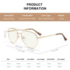 RB.Pilot Blue Light Aviator Reading Glasses for men Women Metal Frame Spring Temple