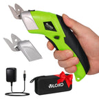 Cordless Electric Scissors, VLOXO Cardboard Cutter Electric Fabric Scissors with Blades Rechargeable Powerful Fabric Cutter for Crafts Leather Carboard Carpet Plastic Felt with Case Green CS4001