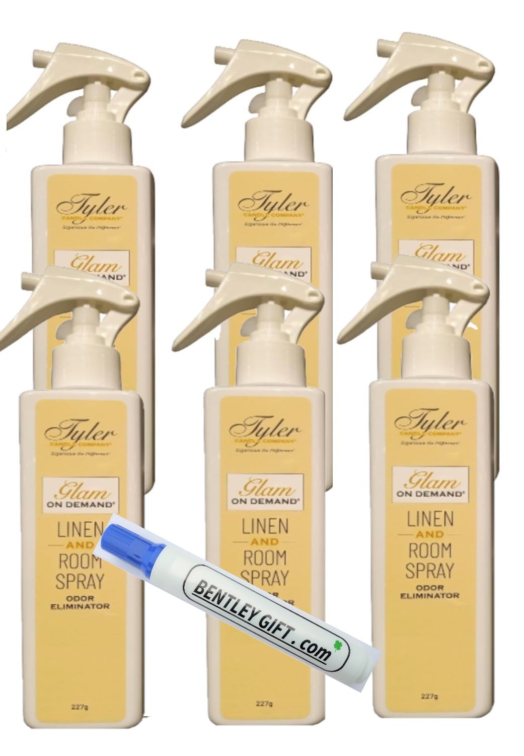 Tyler Candle Company - Spray On Demand - Diva fragrance - 227g / 8oz Pack of 6 w/Bentley stain remover Pen !