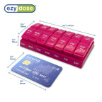 EZY DOSE Weekly, AM/PM Daily Pill Organizer, 7-Day Medicine Planner, Vitamin Container, Small Pop-Out Compartments, 2 Times a Day Pill Holder, Pink, Travel-Friendly, BPA Free