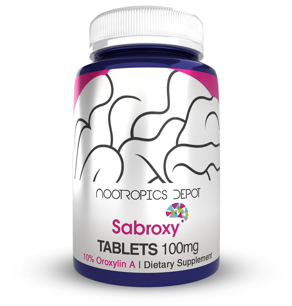 Nootropics Depot Sabroxy® Tablets | 100mg | 90 Count | Minimum 10% Oroxylin-A | Oroxylum indicum | May Help Promote Focus & Motivation | May Help Promote Cognitive Function