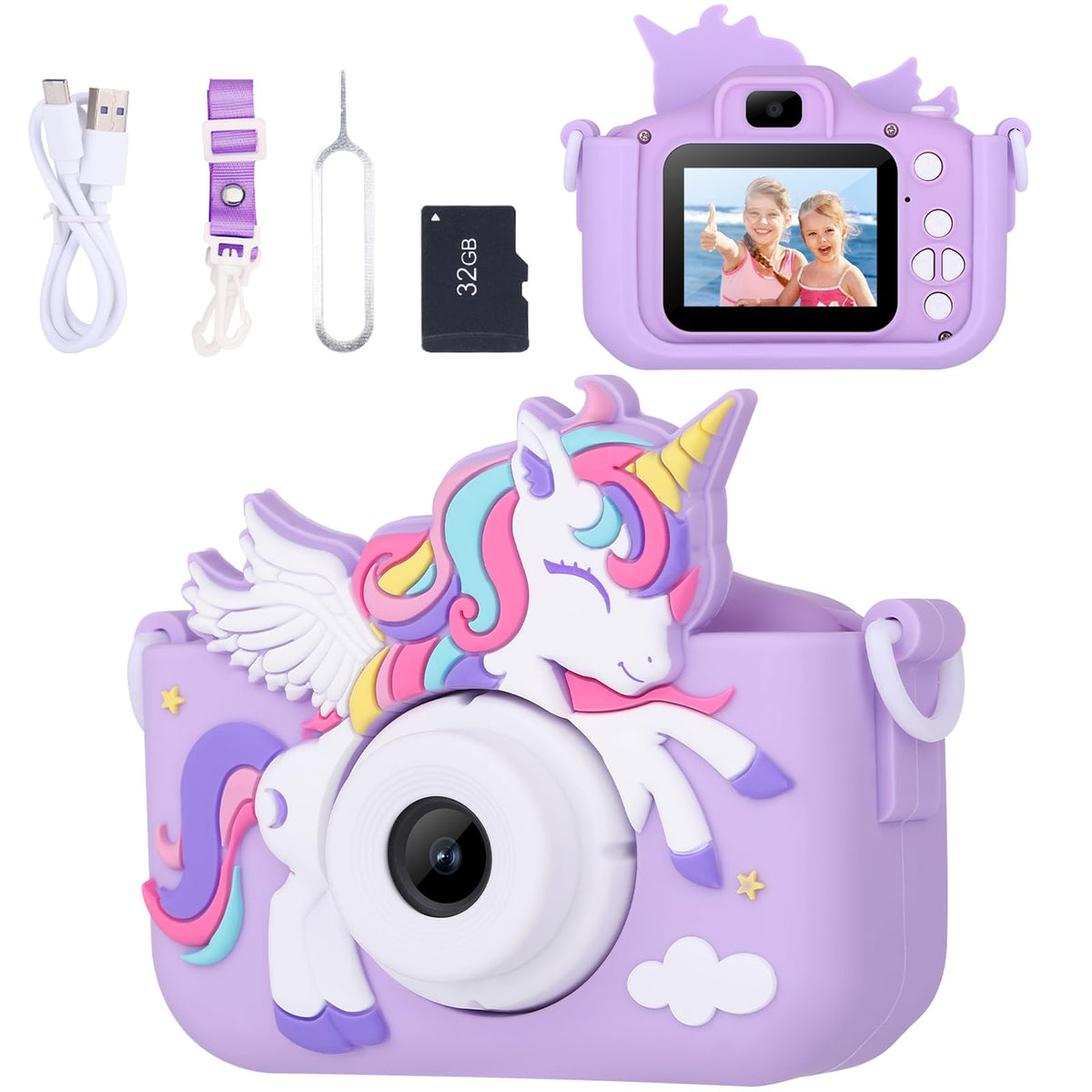 Unicorn Toys Camera for Kids Girls Age 3-8, Purple