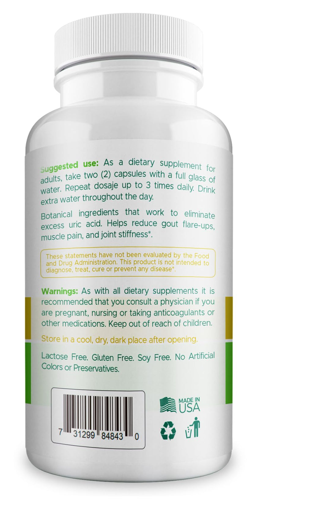 AURA VITAMINS – Vitatonic Uric Acid Balancing Aid for Both Genders - Herbal Joint Care Detox Solution – Enhance Mobility - GMO-Free, Gluten-Free - 60 Capsules. (1)