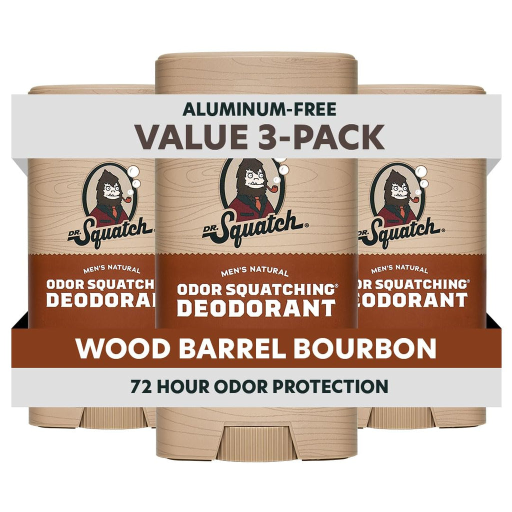 Dr. Squatch Natural Men’s Deodorant, Aluminum Free Deodorant Men (3-Pack)