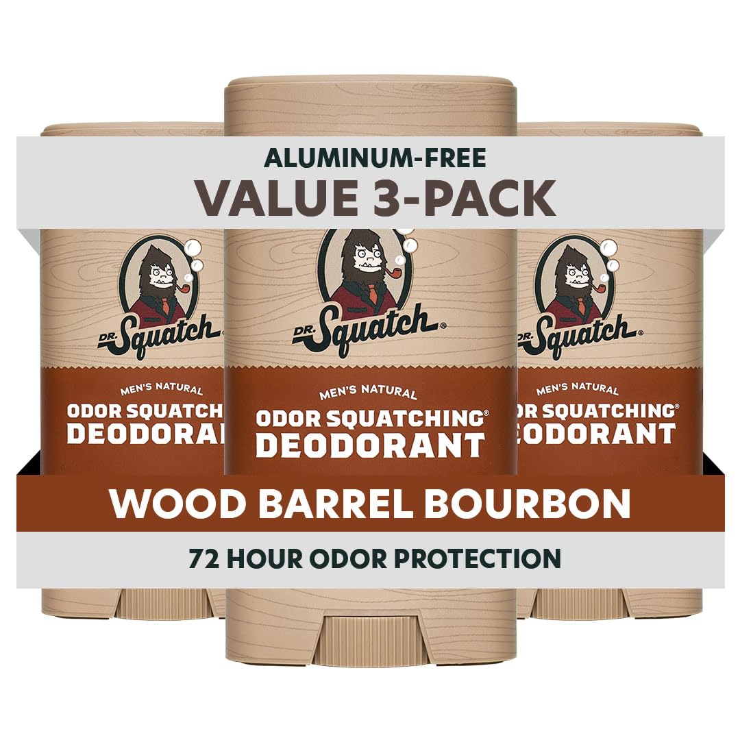 Dr. Squatch Natural Men’s Deodorant, Aluminum Free Deodorant Men (3-Pack)